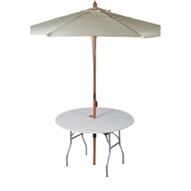Kwik-Covers 48" Round Umbrella Fitted Plastic Table Covers, Bundle of 5 (White)