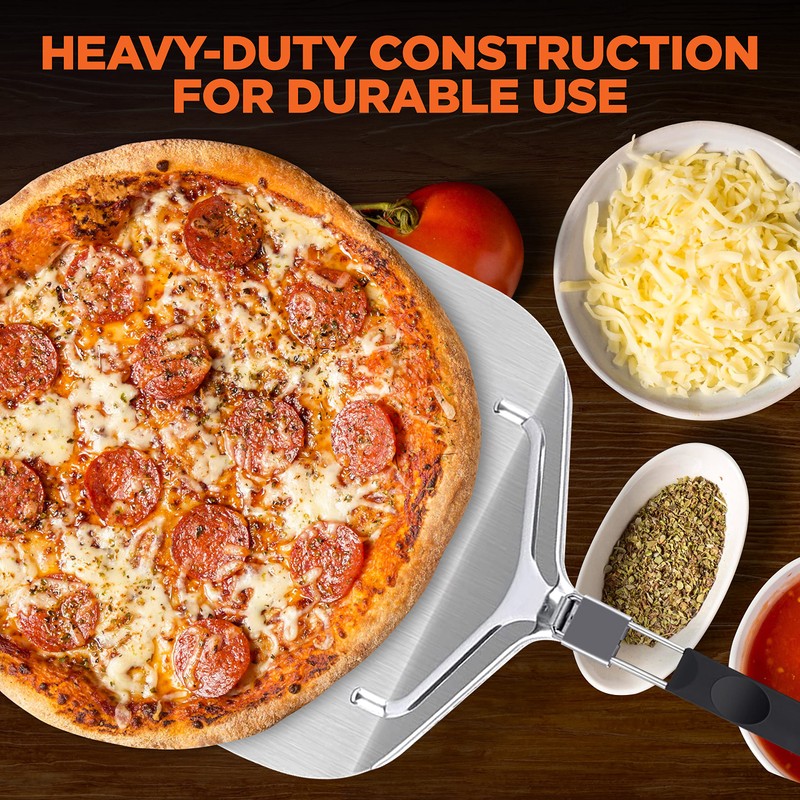 NutriChef Nonstick Pizza Peel - 16" x 12" Aluminum Pizza