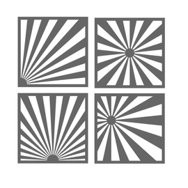 Set of 4 Stencil, Sunburst Pattern Stencil for Cookies & Airbrushing, Geometric Cookie Stencil for Baking Decorating