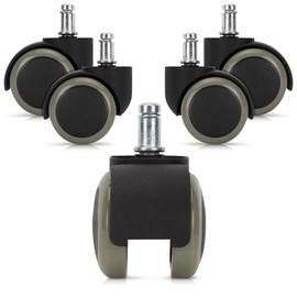kwmobile 5 x Hard Floor Roller 11/50 mm - Also for Soft Floor - 360° Office Chair Castors Replacement Castors - Replacement Office Chair Castors Set in Grey