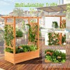 Giantex Raised Garden Bed with Trellis, Wood Planter Box with