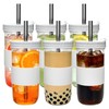Mapoxy 6 Pack 24oz Mason Jar Cups with Lids and