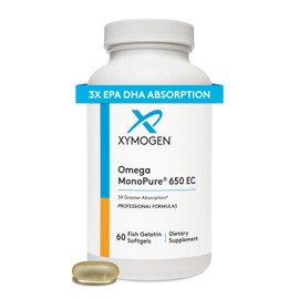 XYMOGEN Omega MonoPure 650 EC - Omega-3 Fish Oil Supplements for Women & Men - with EPA, DHA & DPA - Smaller Softgels with 3X Greater Absorption - Support a Healthy Heart & Cognition (60 Softgels)