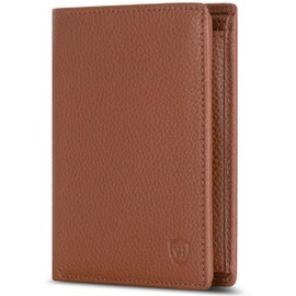 VON HEESEN Men's Leather Wallet with RFID Protection - Genuine Leather Wallet for Men - Women's Wallet, cognac brown, Portrait format large