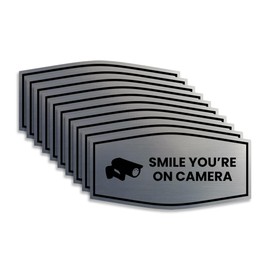 Fancy Smile You're On Camera Sign (Brushed Silver) - Small (10 Pack)