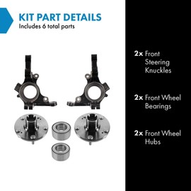 TRQ Front Drivetrain Kit Steering Knuckle Wheel Bearing Wheel Hub Compatible with 2011-2013 Hyundai Sonata