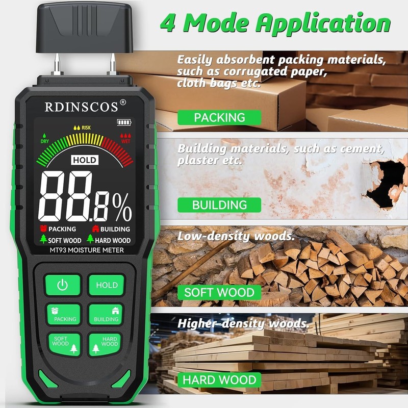 Rechargeable Moisture Meter for Wood, Walls & Hardwood – Accurate