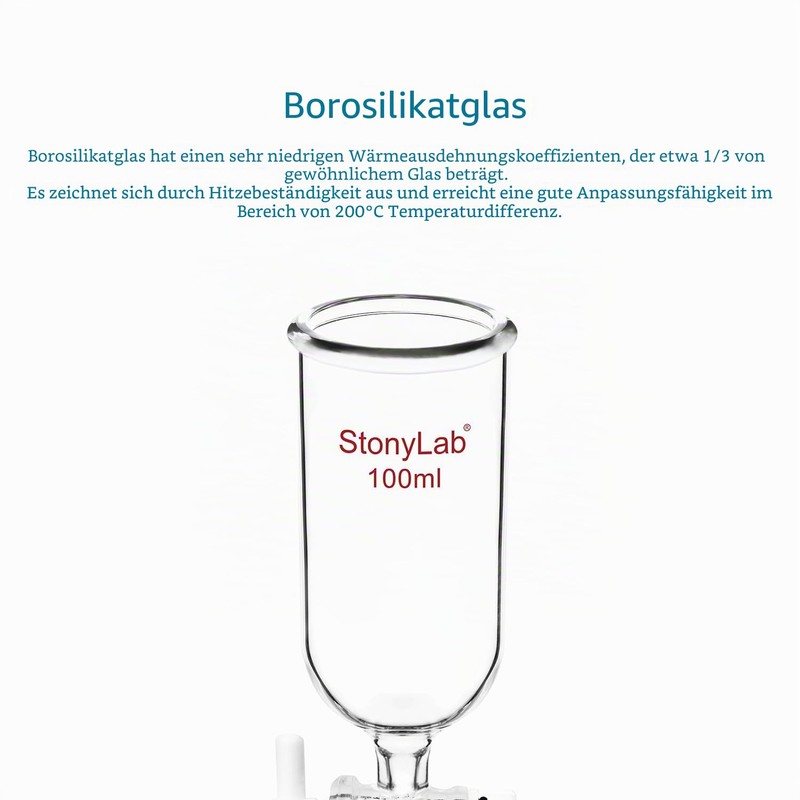 stonylab 100ml Borosilicate Glass Burette Drip Funnel with PTFE Tap