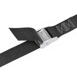 PowerTye PowerTye 1.5in x 4ft Heavy-Duty Lashing Strap with Heavy-Duty Buckle - Made in USA - 300 lb. Working Load Limit - Black - 2-Pack