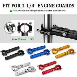 XINGWU 1.25" Foldable Motorcycle Highway Foot Pegs Universal for 32mm Crash Bars CNC Anti-Slip Foot Rest Pedals for Harley Davidson Touring Honda Yamaha Suzuki Motorbike Electric Dirt Pit Bike(Black)