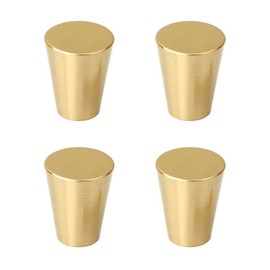 Tiazza 4Pcs Mid-Century Modern Style Premium Copper Solid Cabinet Knobs Handle Cone Shoe Book Drawer Knob Cylinder Handle (Gold)