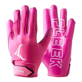 FLEEK EXTRA-FIT GLOVES 2.0 Pink Football Gloves Rugby Football Gloves Elite Receiver Adult Sports Gloves (L)