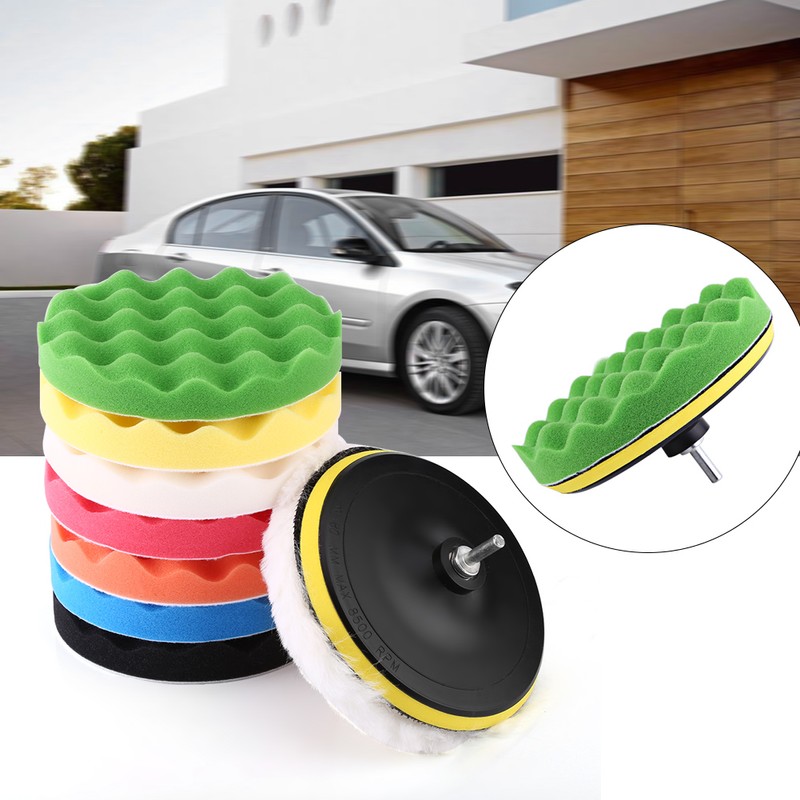 10Pcs 7" Polishing Buffing Waxing Pad Kit Tool For Car
