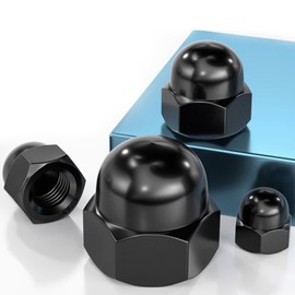 WUHUOOH #10-24 Black Acorn Cap Nuts, Acorn Nut Stainless Steel 18-8(304), 20Pcs-Pack