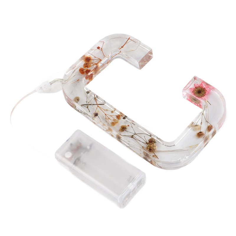 Floral Resin Letter Light Dry Flower and Alphabet Shape LED
