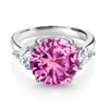 Gem Stone King 925 Sterling Silver Pink Created Sapphire and