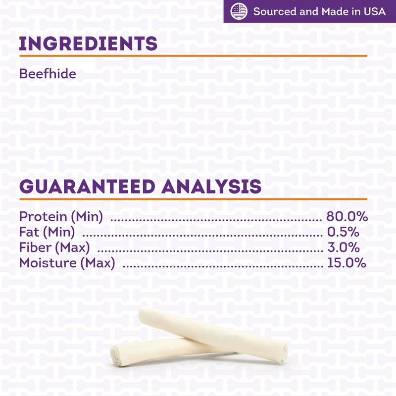 Treatly USA Beefhide Rolls 8-9" Dog Chew Treats - Natural
