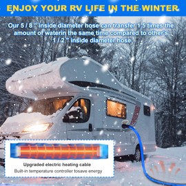 Dexepe 100 FT Upgraded Heated Water Hose with Storage Bag 5/8 Inch Inner Diameter with Energy Saving Thermostat Withstand Temperatures Down to -45°F Compatible with RV/Camper/Home/Garden