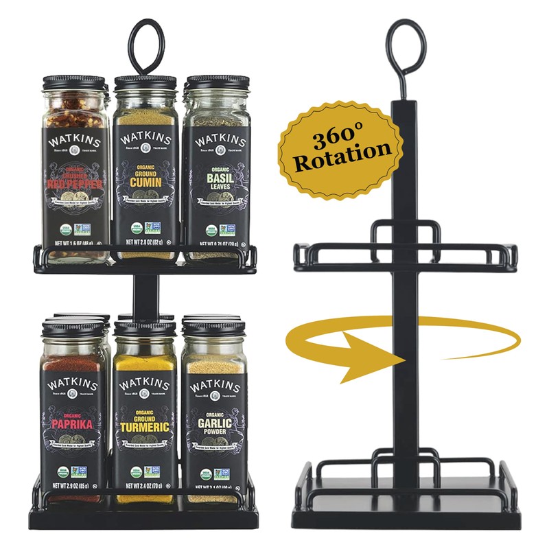 Watkins Countertop Two Tier Rotating Spice Rack, Includes 16 Watkins