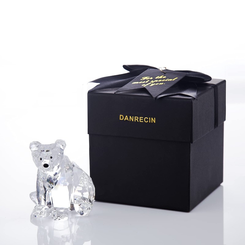 DANRECIN Acrylic Bear Figurine Cute Polar Bear Home Decor Clear
