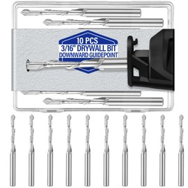 Tondiamo 25 Pcs Drywall Router Bits 3/16 Drywall Drill Cutting Bits M2 Speed Steel Spiral Downward Router Cutout Rotary Guidepoint Drill Tool