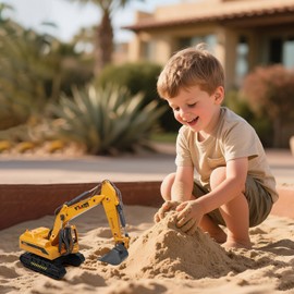 victob Metal ABS Excavator Toy, Diecast Manual Construction Equipment Digger Truck Model Toys for Boys Kids Ages 3-5 4-7 8-12 Christmas Birthday Gifts