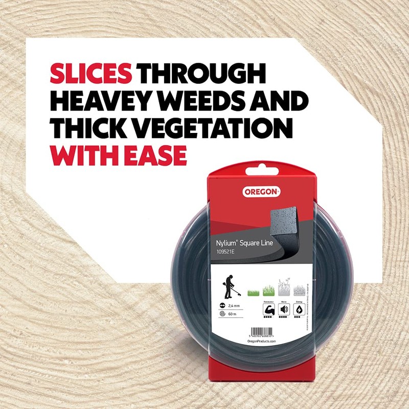 Oregon Square Nylium Heavy-Duty Trimmer Line, 2.4 mm X 60