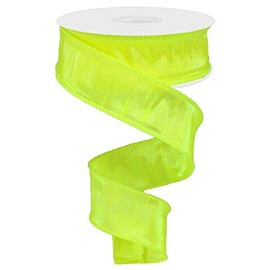Iridescent Dupioni Wired Edge Ribbon, 10 Yards (Chartreuse, 1.5")