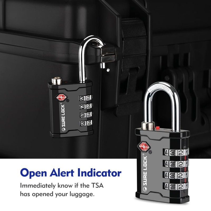 SURE LOCK TSA Accepted Heavy Duty Big Combination Luggage Padlock