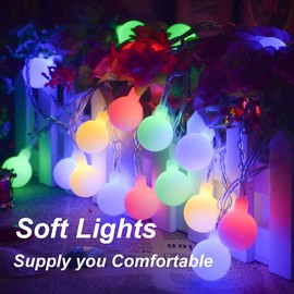 Globe String Lights Fairy Lights, 16.4ft 50LED String Lights with 8-Mode Remote Waterproof Indoor Outdoor Hanging Lights Decorative Christmas Lights for Party Patio Garden Wedding (16.4FT-Multicolor)