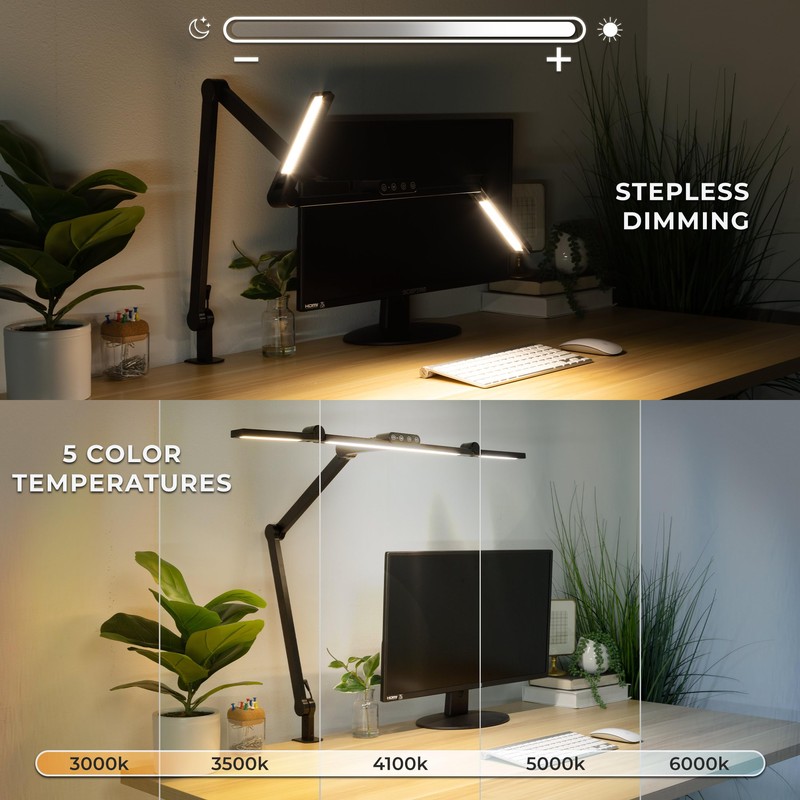 Mount-It! LED Desk Lamp with Adjustable Swing Arms and Clamp
