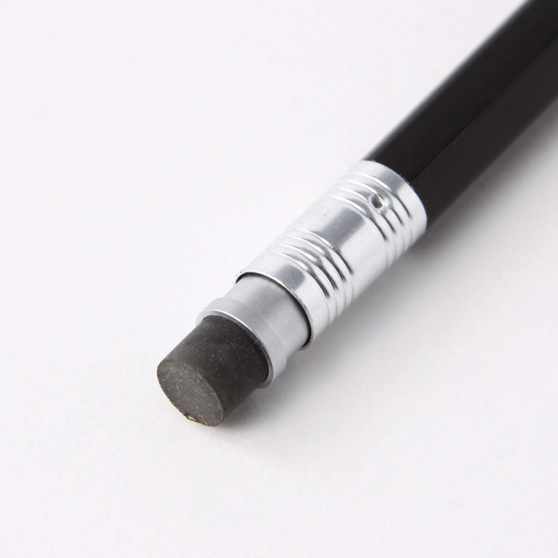 MUJI 61415826 Wooden Axis Hexagonal Mechanical Pencil with Eraser, Black,