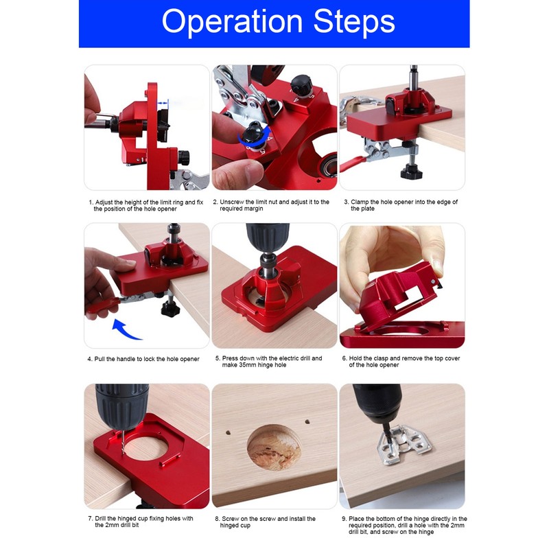 Hinge Hole Opener Aluminum Alloy Hinge Drilling Jig Cabinet Door