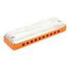 Blues Harmonica 10‑Hole Mouthorgan E Key Wind Instrument Waterproof Corrosion‑Resistant(Orange