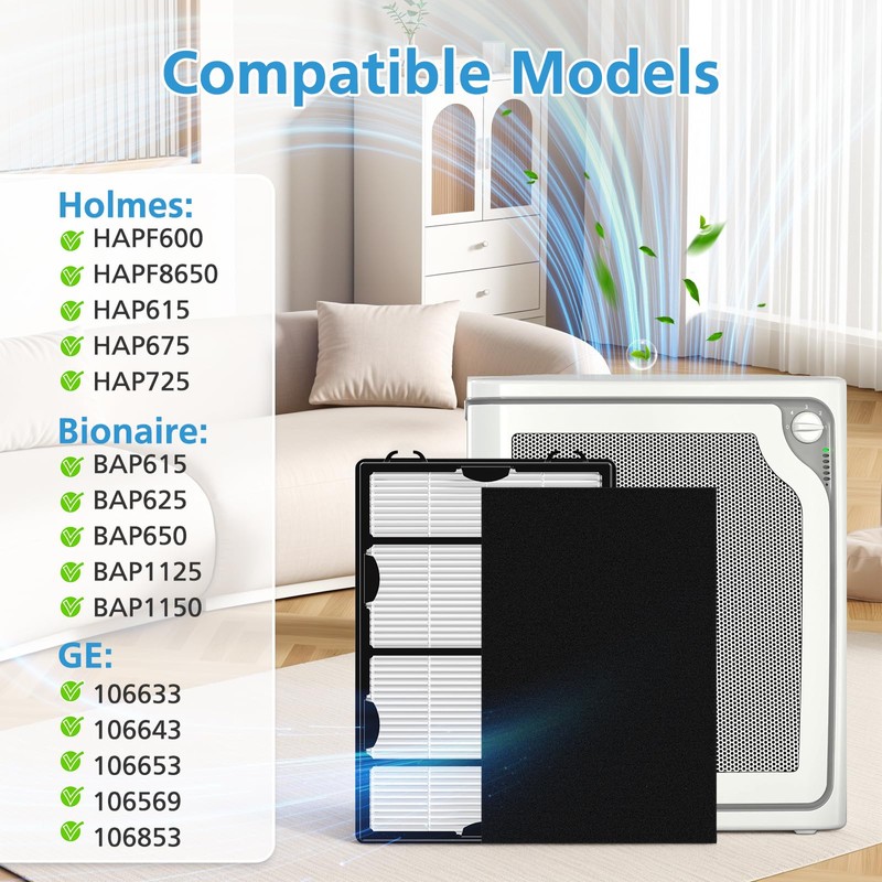 3 Pack HAPF600 HEPA Filter Replacement for Holmes Air Purifier,