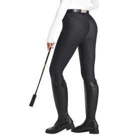 FitsT4 Sports Women's Denim Riding Breeches with Pockets Full Seat Horseback Riding Pants Equestrian Breeches for Women Black S