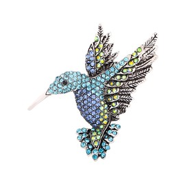Vintage Rhinestone Hummingbird Brooch Pin for Women Girls Birthstone Animal Bird Brooches Lapel Pins Christmas Birthday Anniversary Ornament Dress Accessories Delicacy Jewelry Gift (Light Blue)