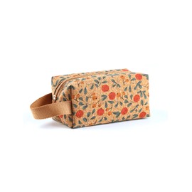 Intonowa Boho Cork Makeup Bag, Vintage Floral Art Pouch, Rura Pattern, 7.5 x 3.5 x 3.5 Inches, Bohemian Cosmetic Pouch, Hippie Travel Organizer, Boho Pencil Pouch