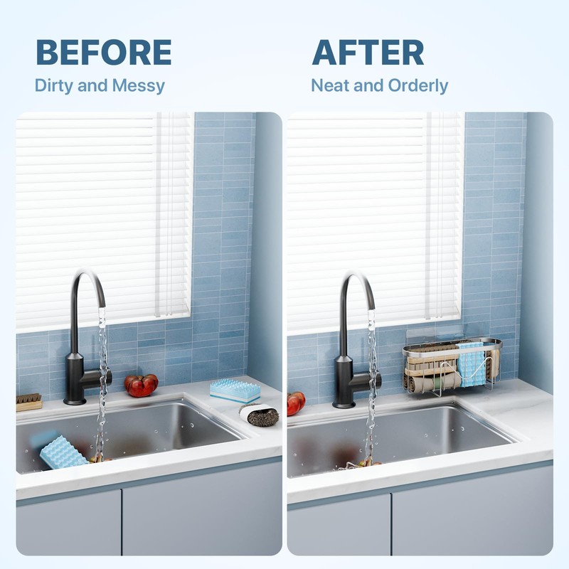 Sponge Holder,Multifunctional Sponge Holders with Two Installation Methods Kitchen Sink