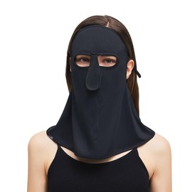 Neck Gaiter Face Mask Sun Protection Balaclava Bandanas Full Face Scarf Covering UPF50+ Sunscreen Mask With Ear Loops Black