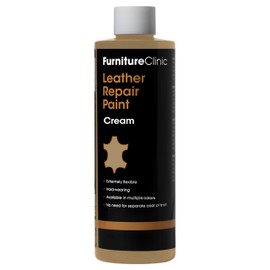 Furniture Clinic Leather Repair Paint | 2-in-1 Seal and Color | Use on Scratches, Tears, and Holes in Car Seats | Quick and Easy Leather Repair Kit for Furniture (Cream, 250ml/8.5oz)