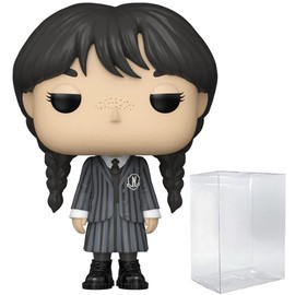 POP TV: [Wednesday] Addams Funko Vinyl Figure (Bundled with Compatible Box Protector Case), Multicolor, 3.75 inches