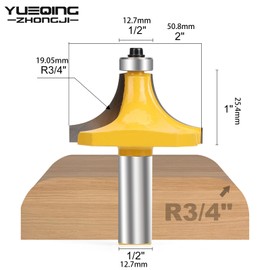 Yueqing Zhongji 3/4-Inch Radius RoundOver Edge Forming Router Bit 1/2-Inch Shank RoundoverRouter Bit 3/4" Radius Round Over Router Bits, Router Bits Round Over for Edging Forming Rounding