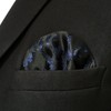S&W SHLAX&WING Blue Pocket Square Black Abstract Men's Silk, blue