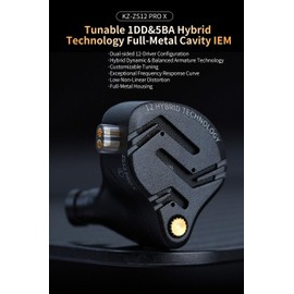 KZ ZS12 Pro X Earphones, KZ High-End 5BA+1DD Hybrid Earphones, Wired In-Ear Earphones, Earphones, High Sound Insulation, HIFI Sound Quality, All Metal, Noise Reduction, HIFI High Fidelity, In-Ear