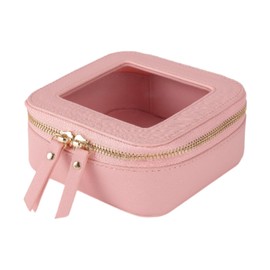 MagiDeal Small Makeup Bag for Women Cosmetic Pouch Portable with Gold Zipper Clear Teen Girl Gift Trendy Stuff Multipurpose Travel Bag, Pink