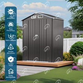 Free Shipping in Stock 5 * 3f T Metal Outdoor Storage Shed with Steep Slope Waterproof and Lockable Compact Tool Shedtype: Sheds & Storage