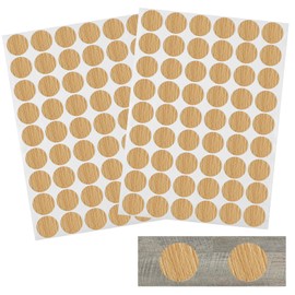 Waziaqoc 108pcs Self-Adhesive Screw Hole Stickers (Maple), 2-Table Sheets Screw Covers Caps PVC Dustproof Round Stickers for Wooden Furniture - 21mm/0.83inch