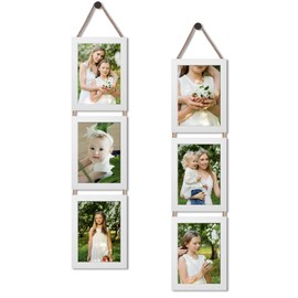 QUTREY 5x7 Collage Picture Frames White, 6 Openings Vertical 5 x 7 Hanging Photo Frames Display 5 by 7 inch Pictures for Wall Decor, 2 Pack
