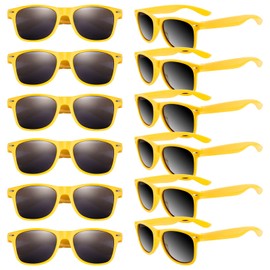 TUPARKA 12 Pack Sunglasses in Bulk School Party Goody Bag Fillers for Birthday Party Beach Pool Party, Yellow